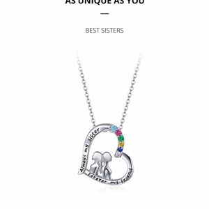 925 Sterling Silver Heart Pendant Necklace with Multicolor Accents